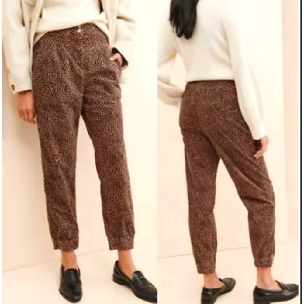 Anthropologie Kalea Leopard Animal Print  Corduroy Jogger Pants